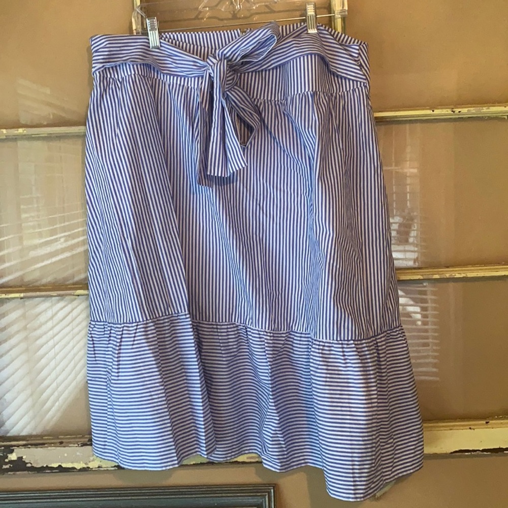 J Crew Blue and White Striped Skirt - 20